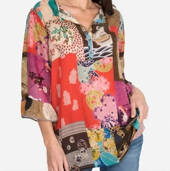 Johnny Was Vera Multi Color Patchwork Tunic size XXSmall New Boho - Picture 2 of 13
